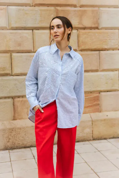 Elliecras Shirt - Blue Multi stripe