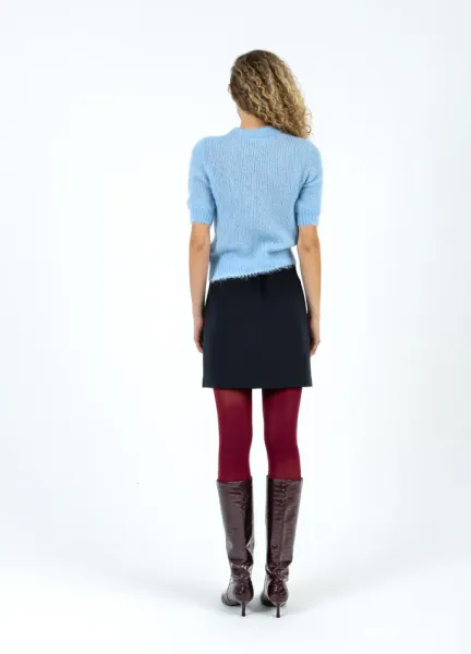 SHORT SLEEVE KNIT IN ALPACA PASTEL BLUE