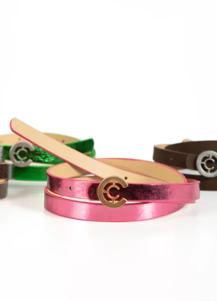 ROSE METALLIC SMALL LOGO BELT