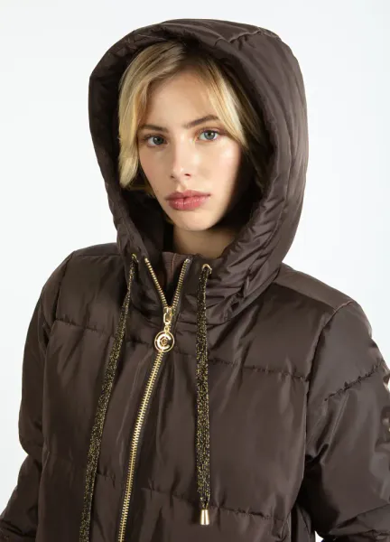 LONG PUFFER JACKET DARK BROWN
